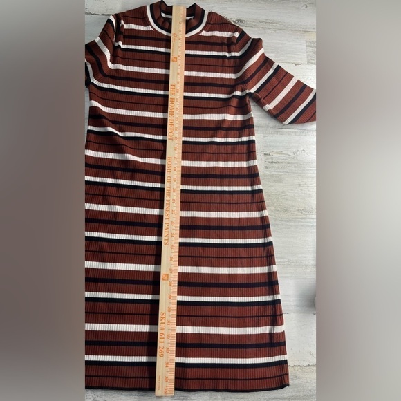 Banana Republic striped turtleneck cotton stretch long sleeve dress size Large - Picture 6 of 8